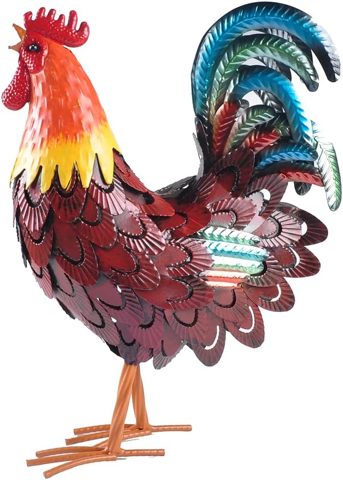 Metal Rooster Statue Garden Chicken Sculpture Decoration Metal Yard Art for Yard Outdoor Indoor Decoration (#L)