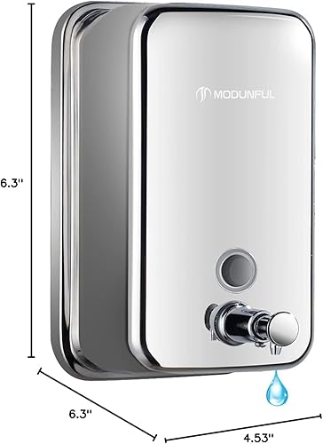 Miniatura 7 de Dispensador de jabón de acero inoxidable para el hogar, montaje en pared de 16.9 onzas, bomba antifugas, acabado de níquel cepillado, diseño que