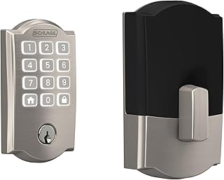 Arrive WiFi Deadbolt Smart Lock, Keyless Entry Door Lock with Camelot Trim, Satin Nickel, Compatible with Alexa and Google, BE459WB CAM 619