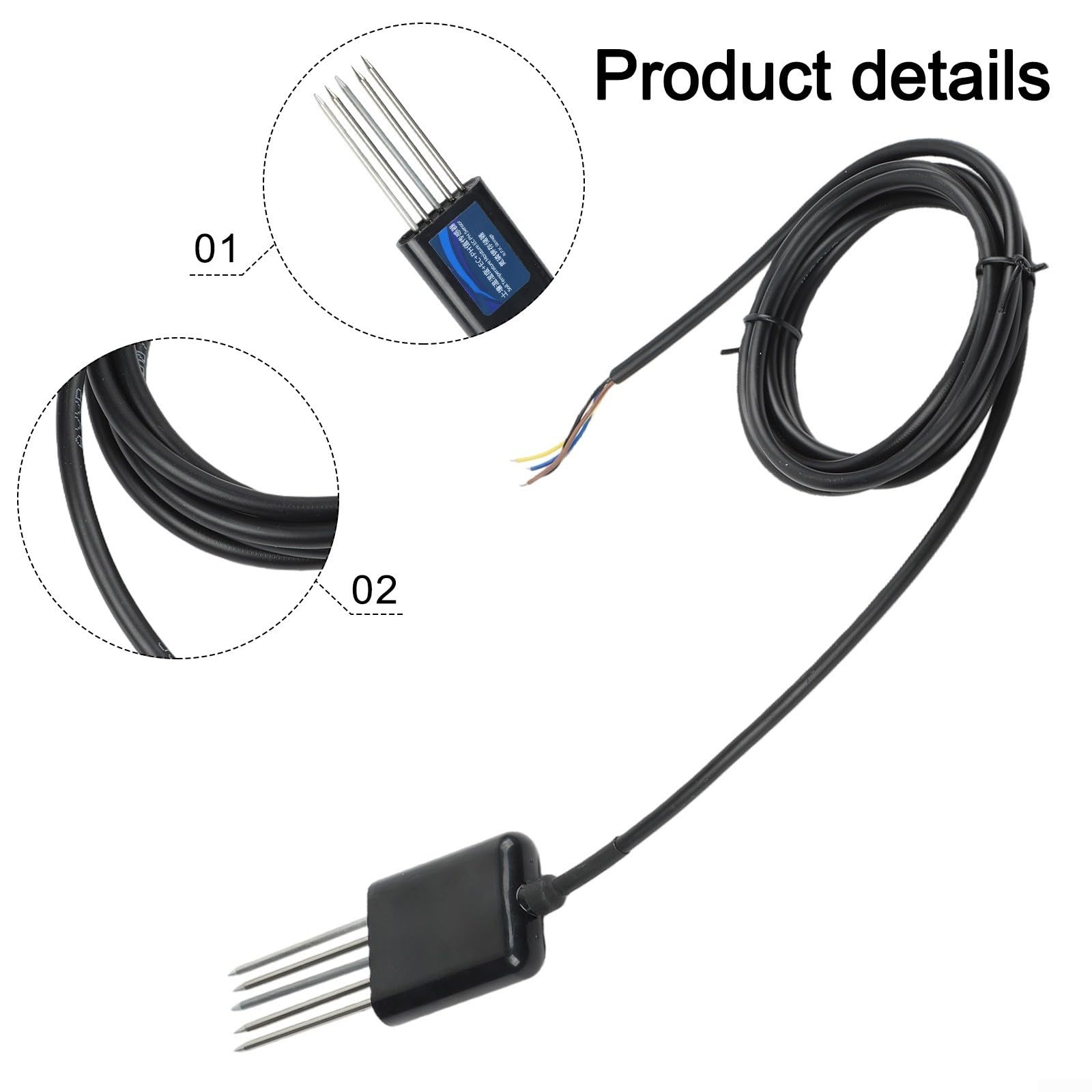 Sensor de suelo 7 en 1 para temperatura, humedad, conductividad de pH, detección NPK con soporte de memoria para uso en granja y jardín (7 en 1)