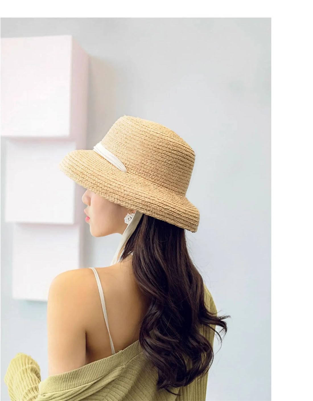 UIOKLMJH Fedoras Chapeau de paille à bord court pour femme