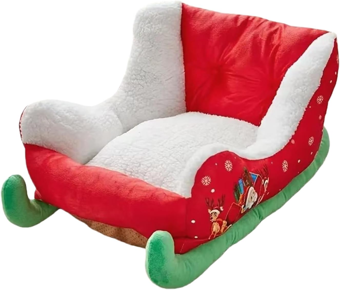 Christmas Bed for Cats - Christmas Sleigh Plush Sleeping Nest | Sleeping Nest for Puppies | For Balcony Gathering Indoor Area Home Bedroom Living Room Winter Outdoor Area