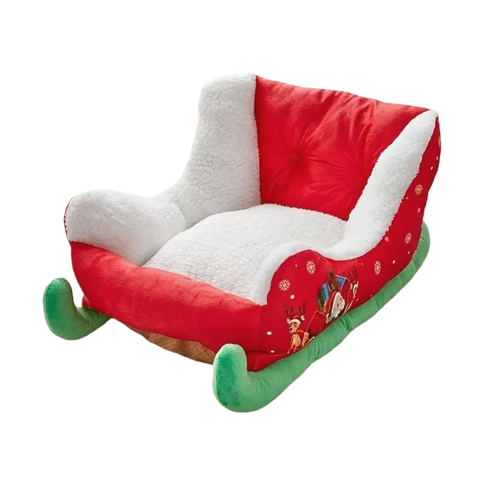 Tuxuseo Christmas Bed for Cats - Christmas Sleigh Plush Sleeping Nest | Sleeping Nest for Puppies | For Balcony Gathering Indoor Area Home Bedroom Living Room Winter Outdoor Area