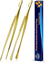 Vista 30 de JETKONG 2 pinzas finas de acero inoxidable de 16 pulgadas extra largas, pinzas de cocina largas para cocinar (arcoíris)