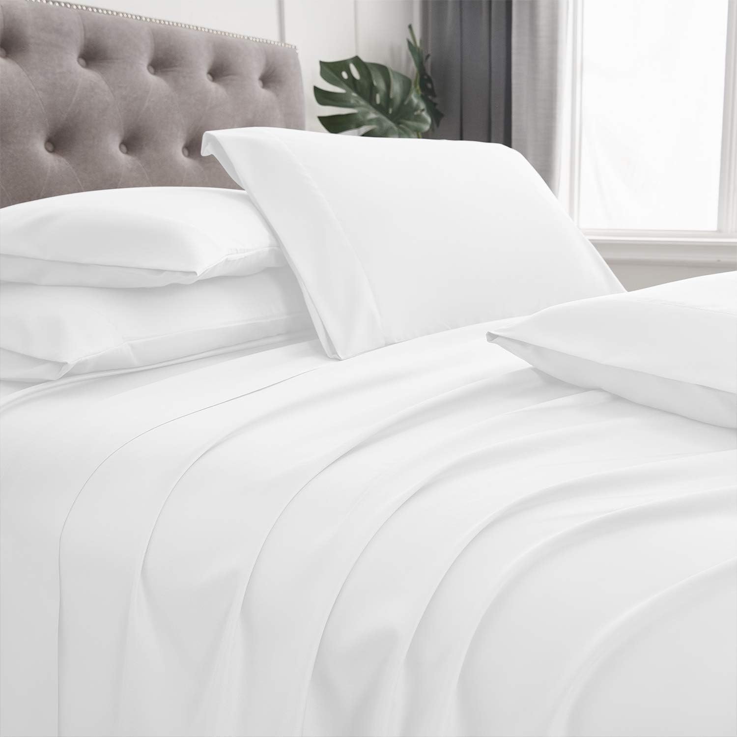 BASIC CHOICE 6 Piece Sheet Set - Luxury Soft 2000 Series Bed Sheet, Standard 100 by Oeko-Tex - King, White