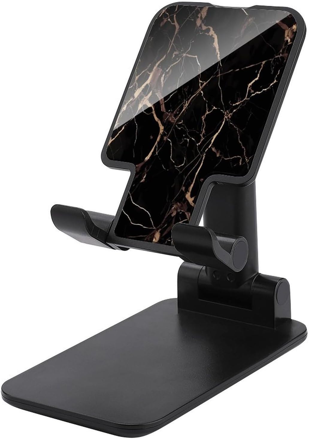 Black Gold Marble Folding Cell Phone Stand for Desk