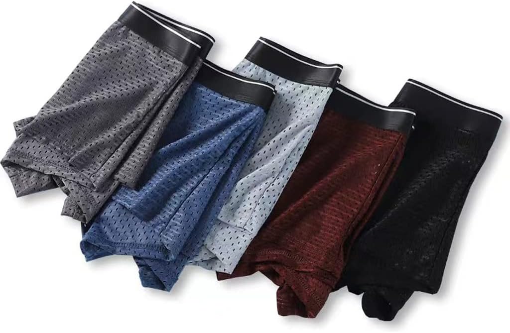 JFDBGU Men's Boxing Shorts Set Ice Silk Cotton Crotch Breathable Hollow Shorts Large Size Men's Boxing