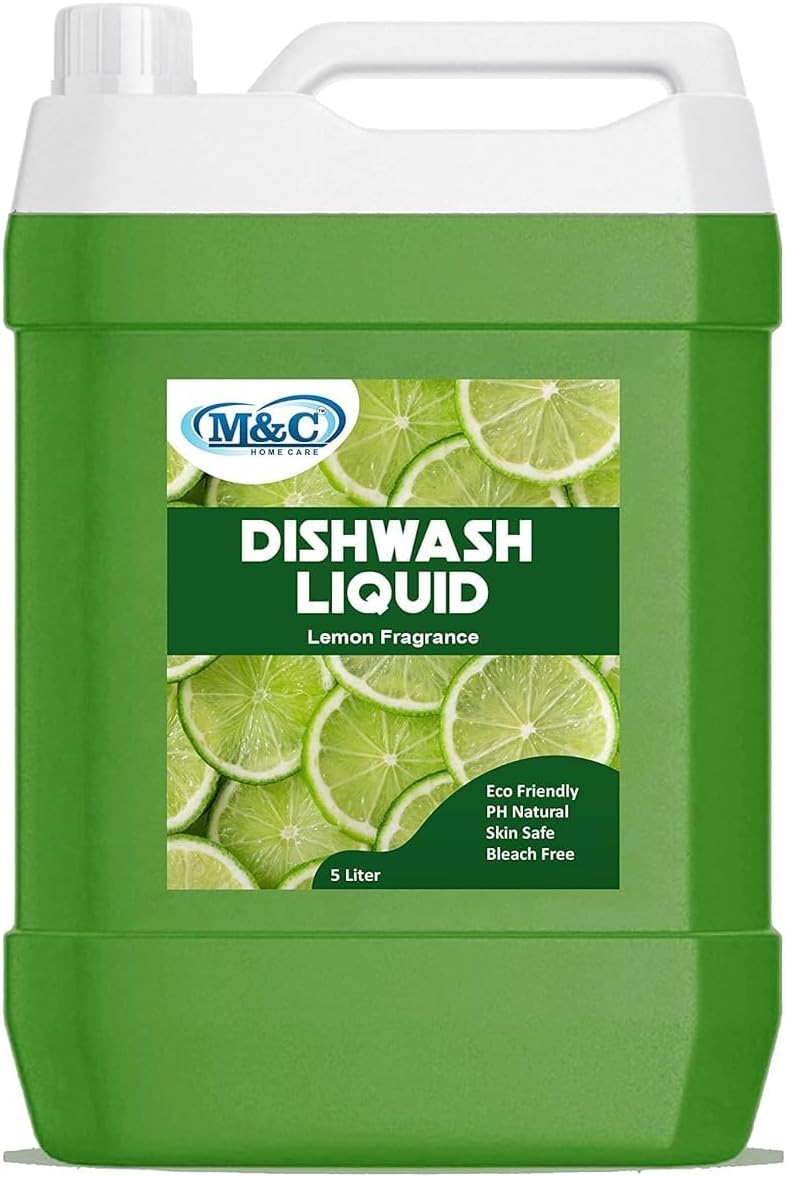 M.N.C M&C Dishwash Liquid Gel Lemon Can Jar, Fast Cleansing & Antimicrobial Action With Long-Lasting Hygienic & Refreshing, Leaves No Residue, Grease Cleaner For All Utensils, Dishwashing Liquid