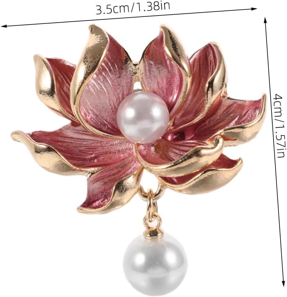 Lotus Flower Brooch Pin with Imitation Decor Elegant Clothing Accessory for Parties and Festivals Unique Design for Scarves and Cardigans Delicate Floral Jewelry for Women image 2