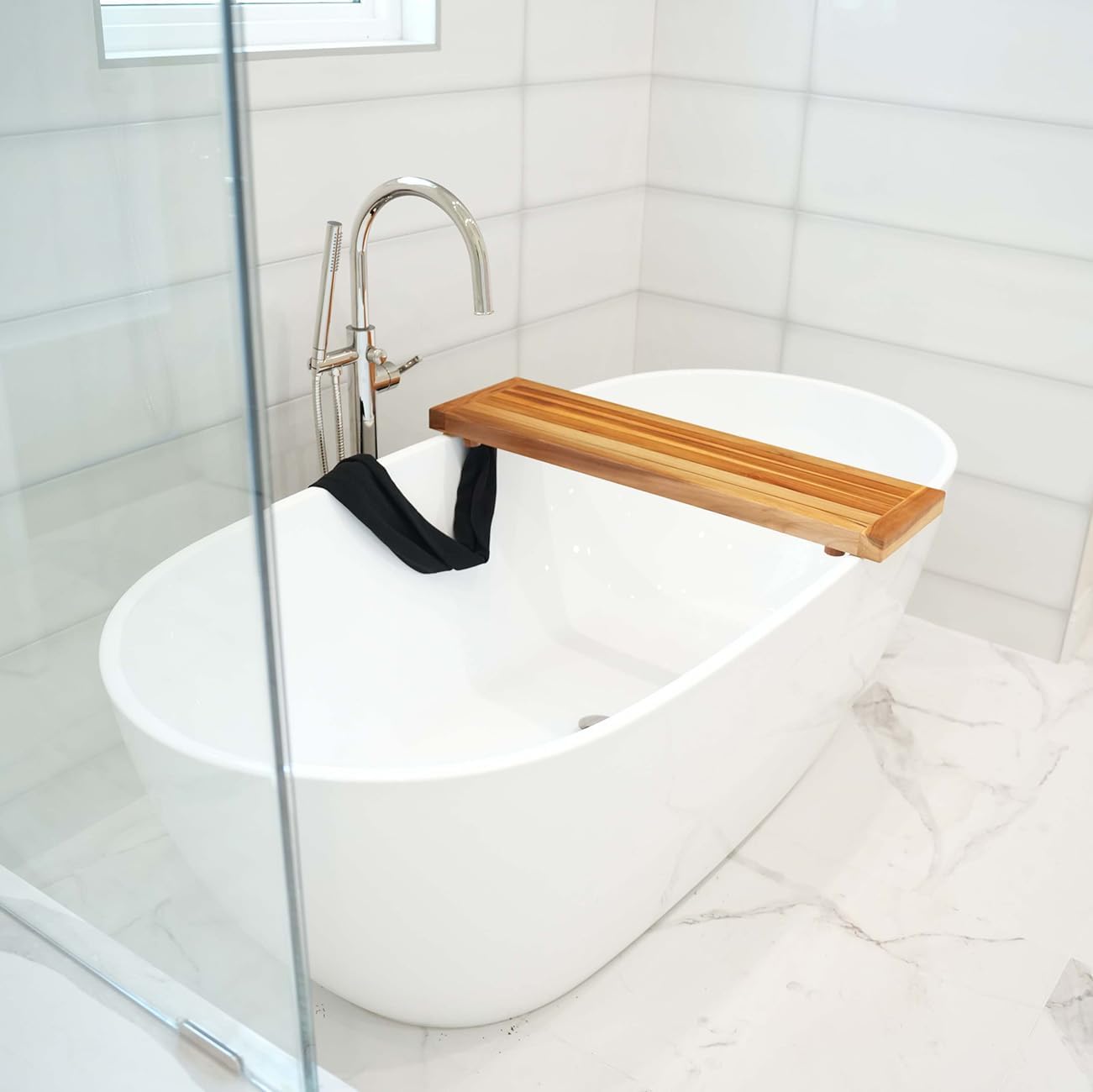 EcoDecors, 34 inch, Bath Tray for Tub, Bath Tub Tray Wood, Bathtub Table, Caddy for Bathtub in Natural Teak