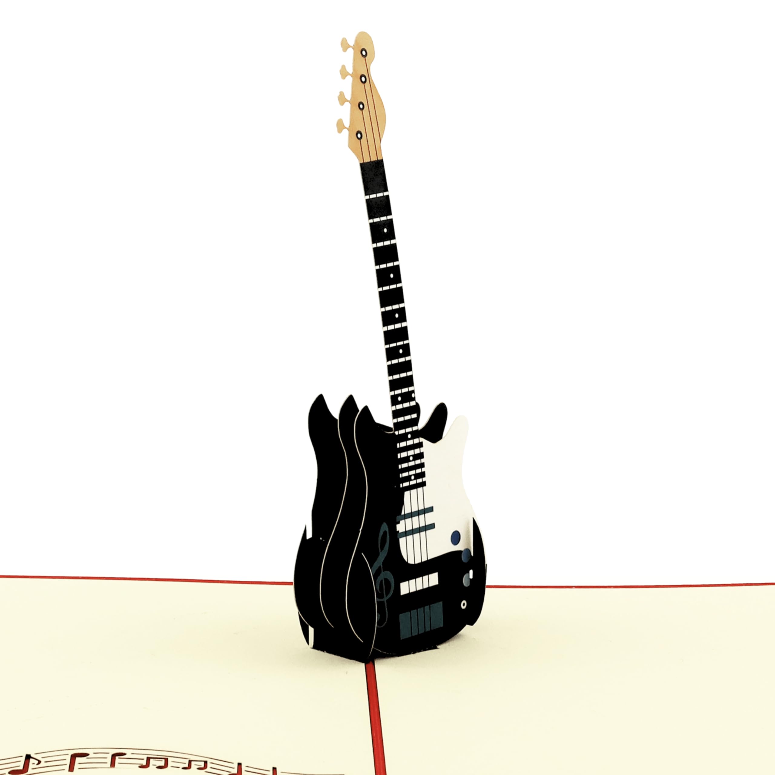 Kartka pop-up 3D Rock 'n' Roll – kartka urodzinowa z gitarą elektryczną dla fanów rocka, gitarzystów i zespołów | świetny pomysł na prezent z kopertą