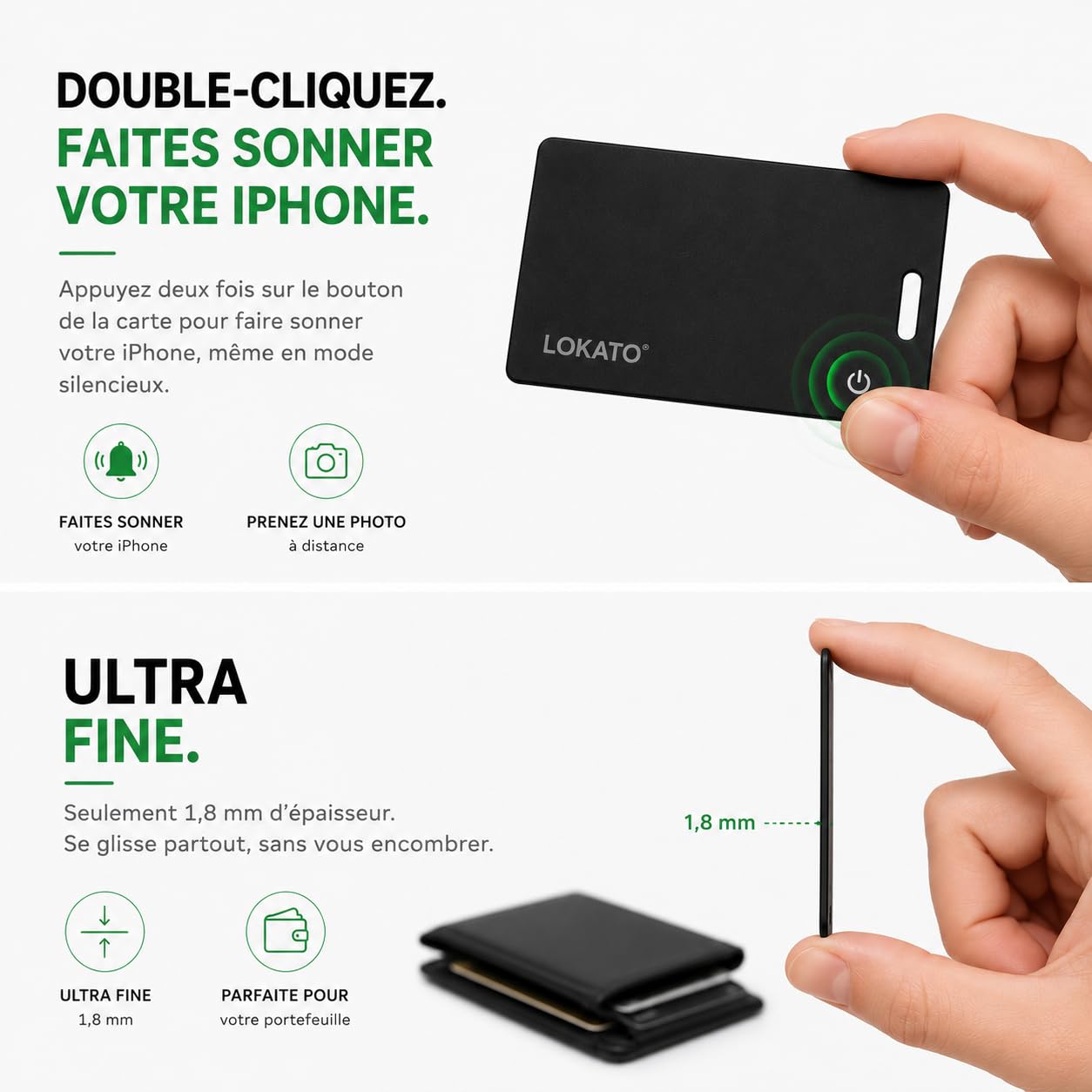 LOKATO Carte de Localisation Rechargeable Compatible Apple Find My