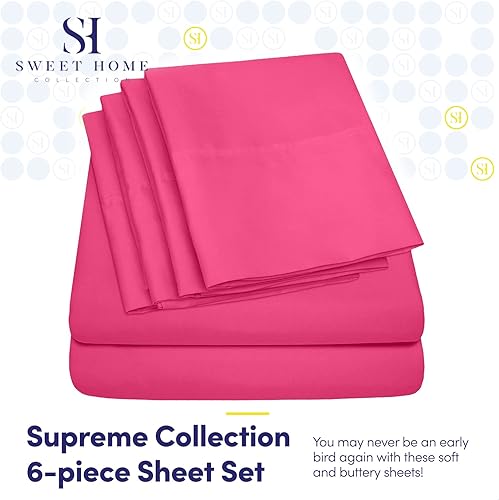 Miniatura 2 de Juego de sábanas de 6 piezas, tamaño Queen, color fucsia