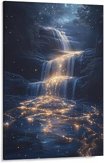 Glowing River Galaxy Canvas Art Decorative Paintings Wall Decor Picture for Bedroom Living Room Artwork Frame-style 11x17inch(28x43cm)