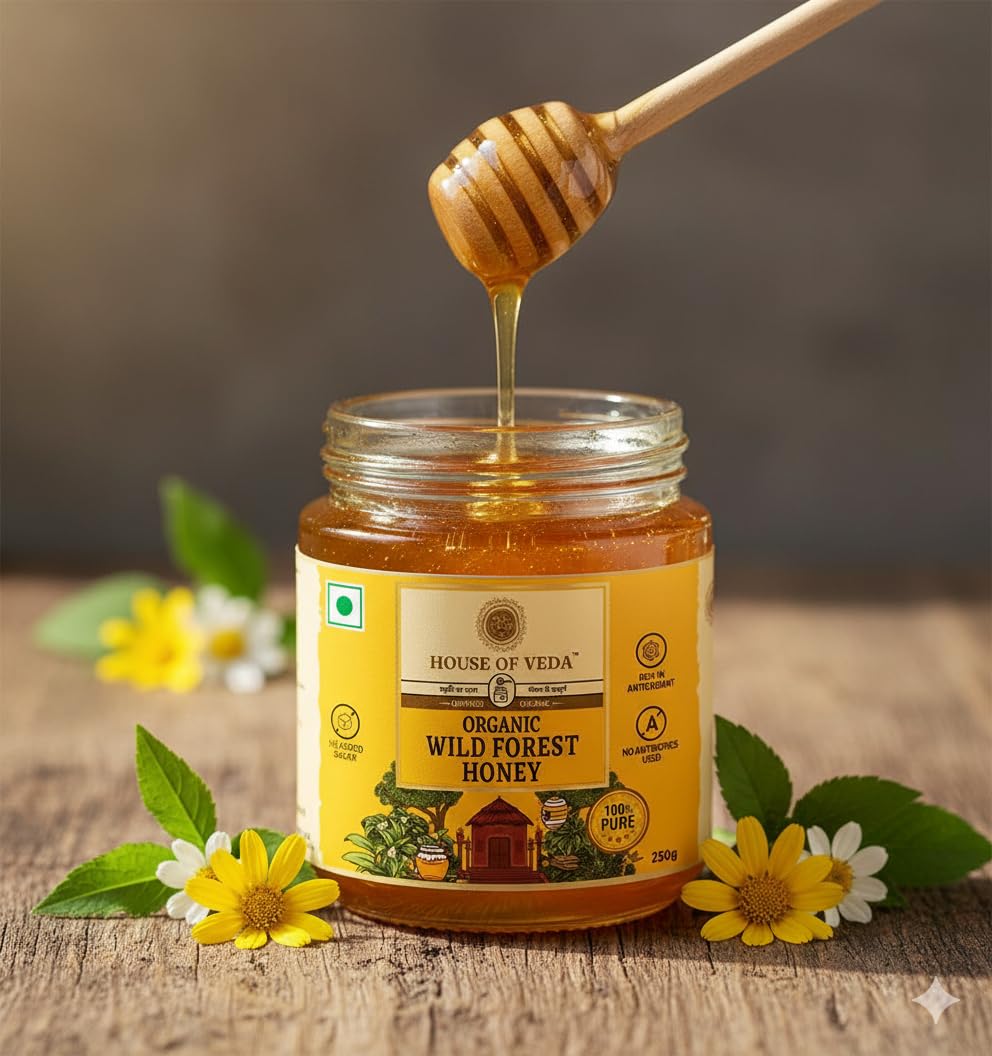 Organic Wild Forest Honey 250g | शुद्ध जंगली शहद | Raw & Unprocessed | NMR Tested | No Added Sugar | Rich in Antioxidants | Certified Organic | Natural Immunity Booster | Chemical Free | House of Veda - Image 6 thumbnail