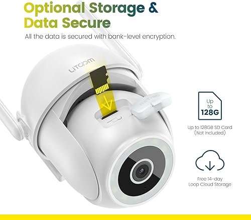 Miniatura 9 de litokam Cámara de seguridad de 4MP para exteriores, cámara WiFi de 2.4G para seguridad del hogar al aire libre con detección de movimiento AI,