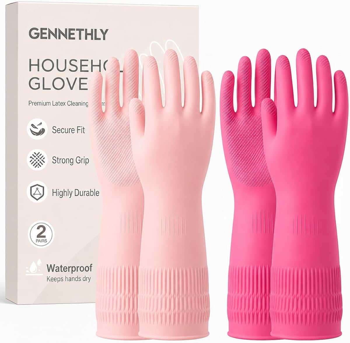 Rubber Dishwashing Gloves, Reusable Cleaning Dish Gloves for Kitchen, Long Cuff for Washing Dishes