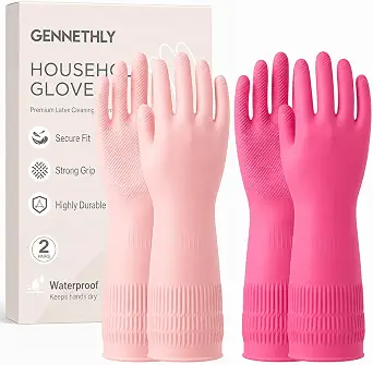 Rubber Dishwashing Gloves, Reusable Cleaning Dish Gloves for Kitchen, Long Cuff for Washing Dishes