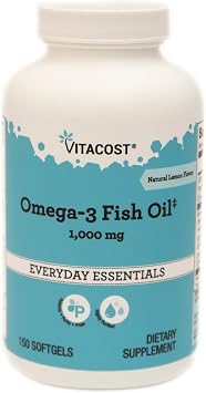 Vitacost Omega-3 Fish Oil, Natural Lemon, 1,000 mg, 150 Softgels