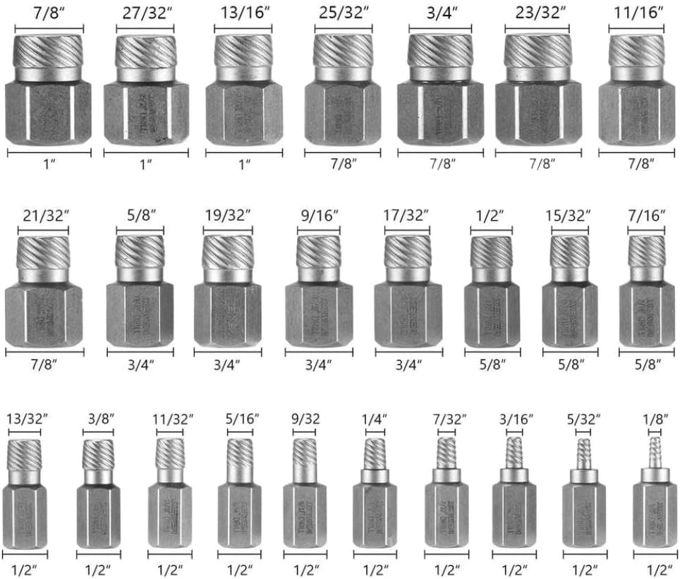 25PCS Screw Extractor Set Efficient Steel Easy Out Multi Spline Bolt Extractor Set For Power And Hand Tools