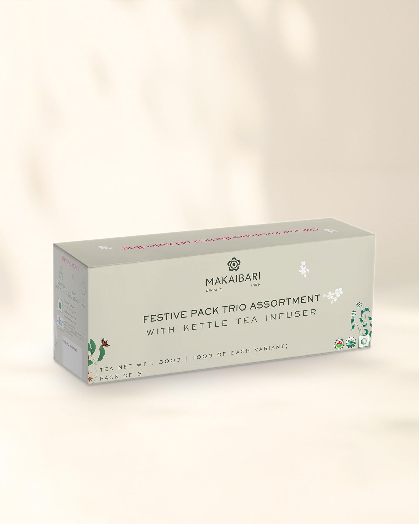 Makaibari Festive Trio Assortment: Awaken + Evoke + Revere With Kettle Infuser | USDA Certified Premium Darjeeling Tea | Anti-Oxidants, Immunity Booster | | Healthy Gift Pack | Valentine's Day Gifts for Him & Her 2