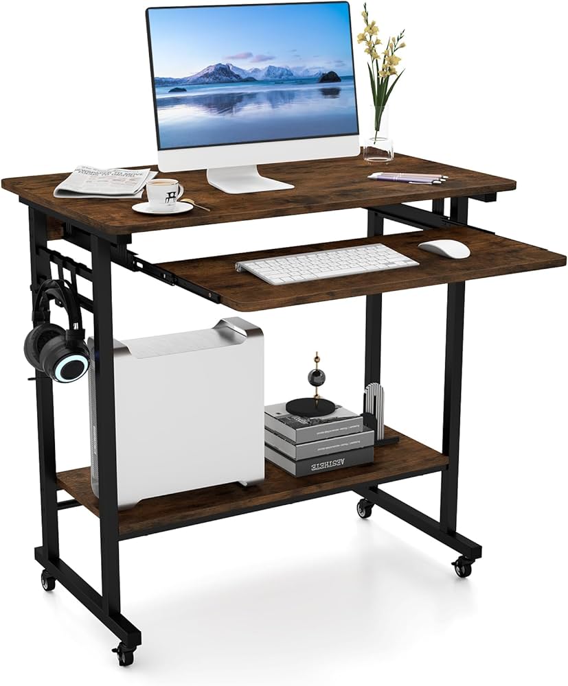 Scrivania Computer 80 Cm Soges - Tavolo Ufficio Casa In Legno Quercia Con Ripiano Extra