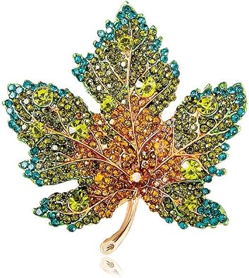 Rhinestone Big Maple Leaf Brooch Pin for Women Men Fashion Crystal Delicate Wedding Fall Party Brooches Lapel Pins Elegant Dress Accessories Jewelry Gift Christmas Birthday Festival