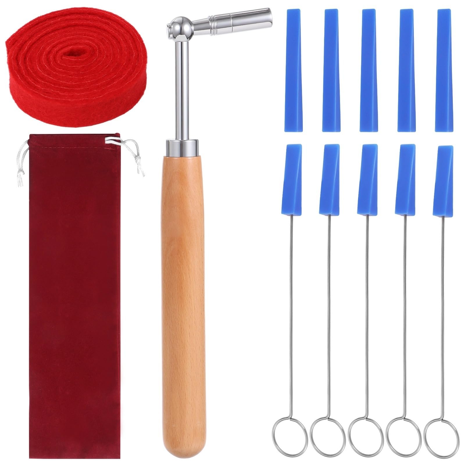Kit d'accordage pour piano 12 pièces, ensemble d'outils avec clé d'accordage, feutre muet long et sourdines en caoutchouc, set universel pour débutants et accordeurs