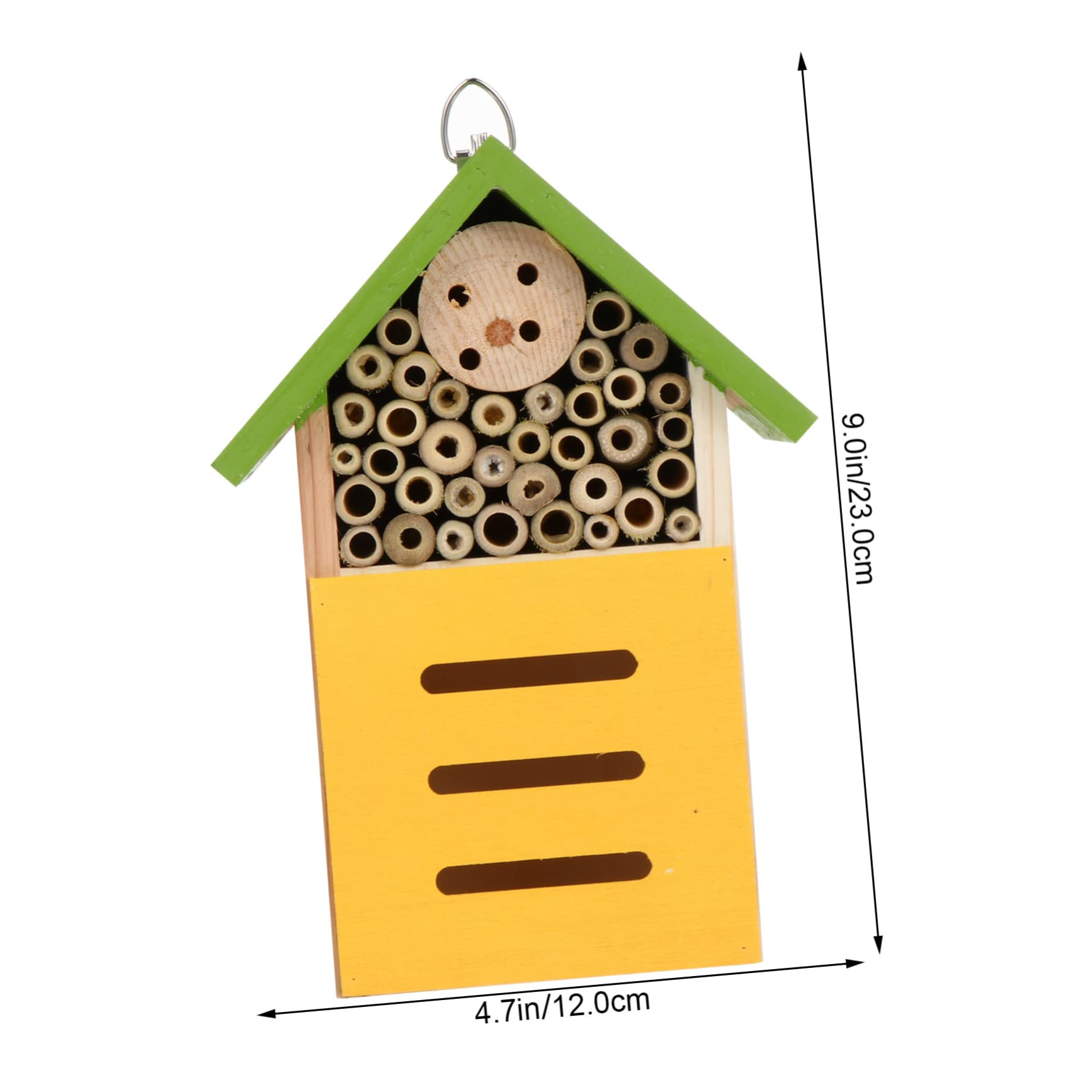 Yardwe Holz Bienenhaus für Garten Dekoratives Insektenhaus und Eisen Fertig Montiert mit Haken zur Aufhängung