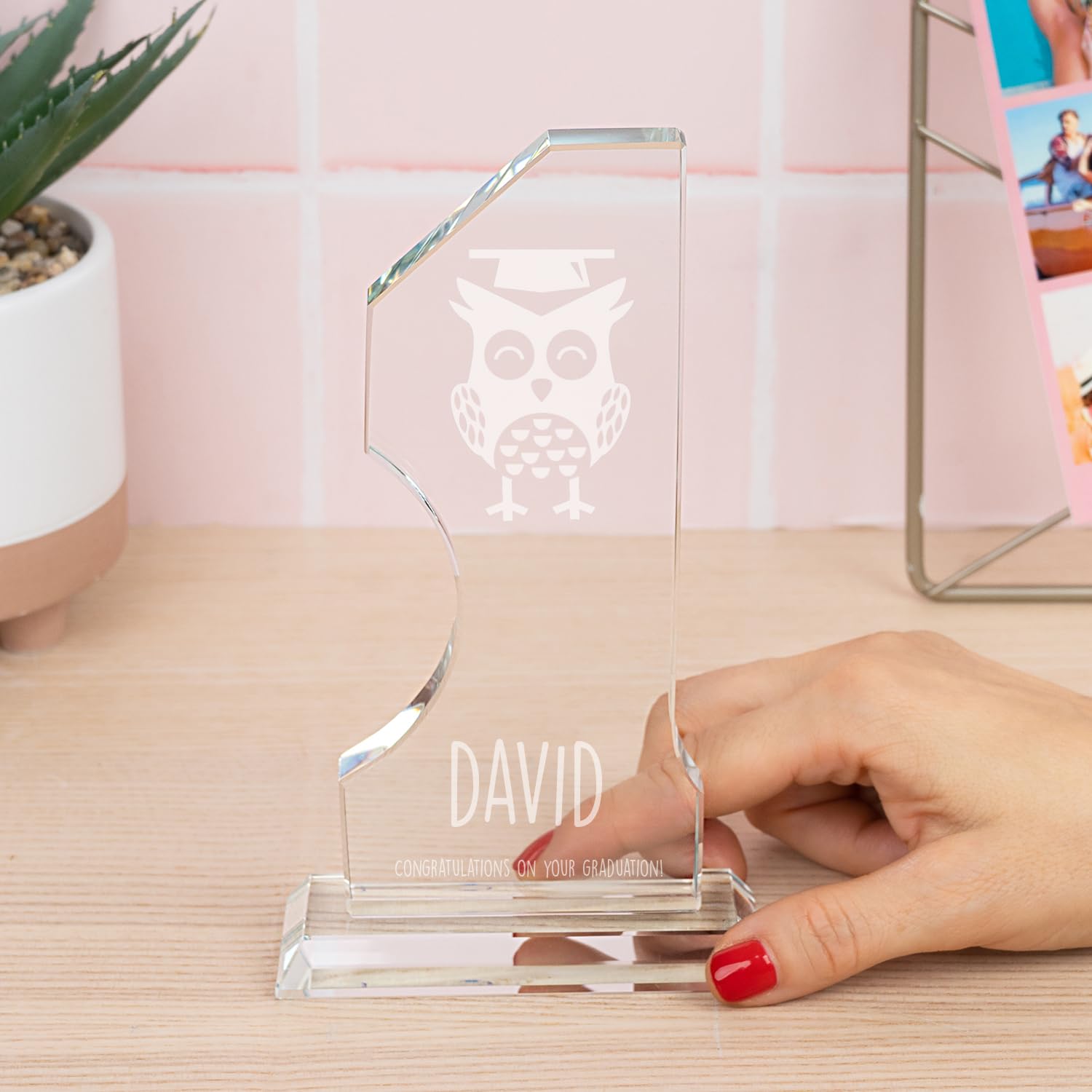 Wanapix | Trofeo Personalizado con Nombre y Texto | Cristal Grabado | Premio Personalizado | Número 1 | Incluye Estuche para Guardar | Detalle Original
