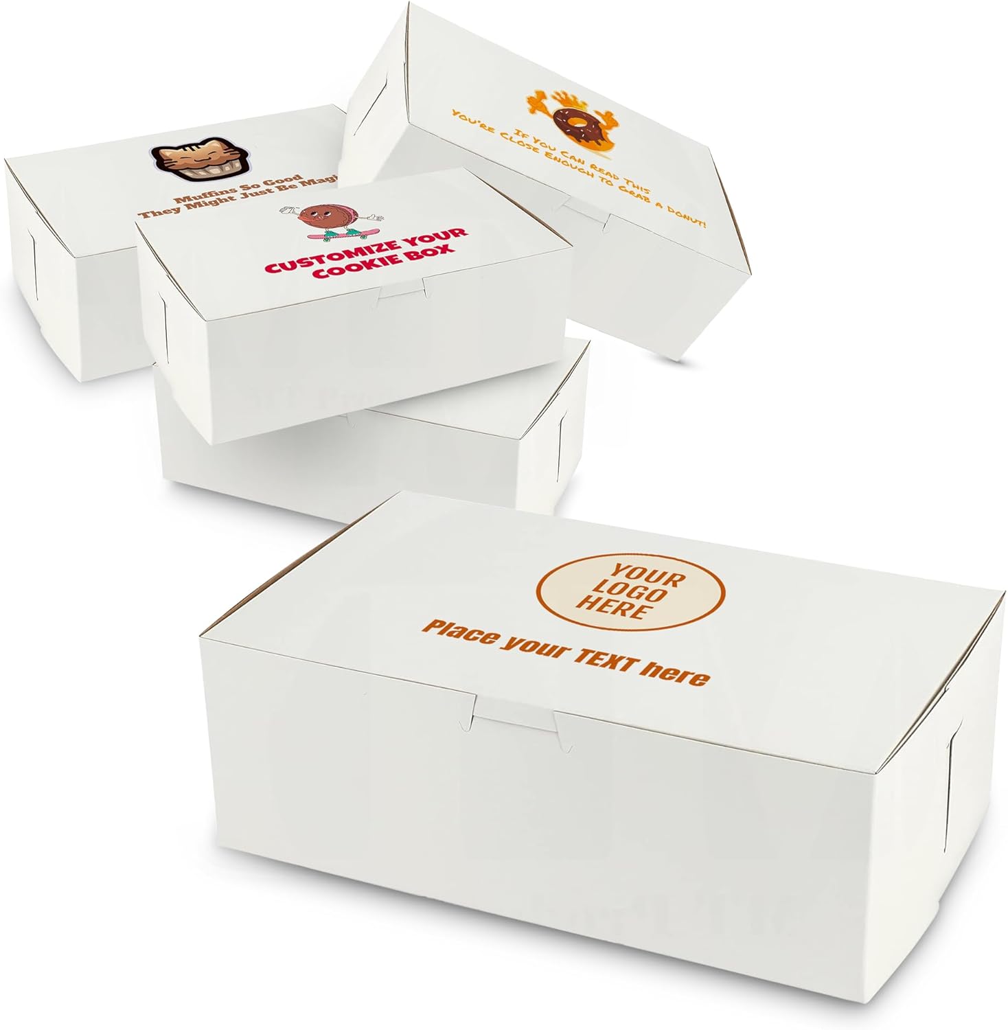 MT Products Cookie Boxes - 10" x 6" x 3.5" - White Bakery Boxes No-Window for Muffin, Cupcakes, Donuts, Macaroon (Pack of 250) - Made in USA
