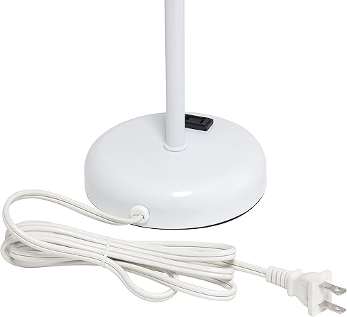 Miniatura 7 de Simple Designs LT2024-POW - Lámpara de escritorio de barra blanca con salida de carga y pantalla de tela de tambor, pantalla rosa claro (paquete de