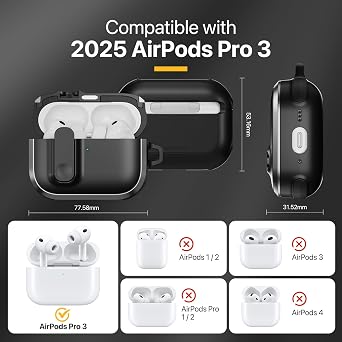 MAGEASY Odyssey AirPods Pro 3 ケース 耐衝撃保護カバー ロック付き カラビナクリップ&リストストラップ ワイヤレス充電対応 落下保護 Apple AirPod 第3世代メタルサンド