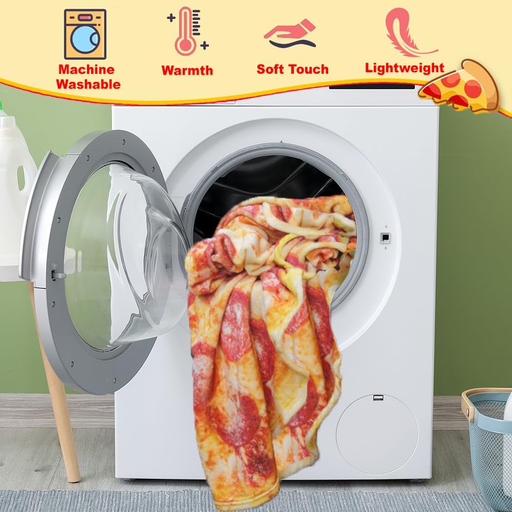 HDFK Pizza Blanket for Kids Double Sided Adult Size Red Pepperoni Realistic Food Fleece Cheese Fluffy Throw Blankets Flannel Funny Novelty Present 60 inches Round Lightweight White Elephant Christmas - Image 8