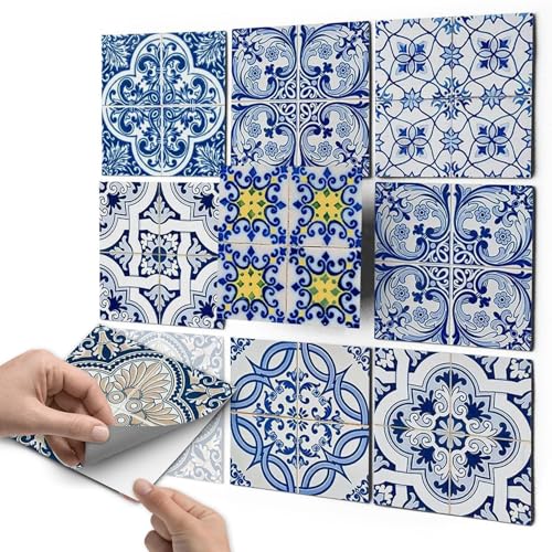 CREATISTO Fliesenfolie, Fliesensticker, Fliesen-Aufkleber I Dekosticker Badezimmerfliesen und Küchenfliesen selbstklebend I 15x15 cm - Motiv Klassisch - 9 Stück