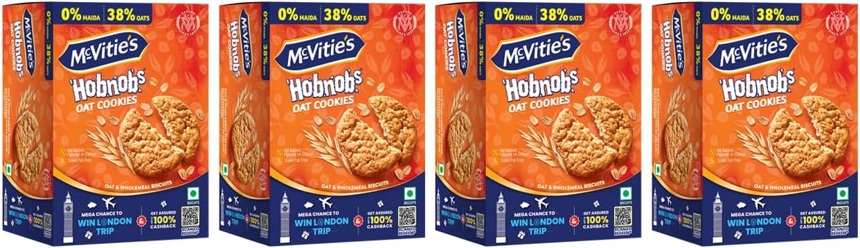 - Hobnobs Cookies , 0 % Maida & 38 % Oats, 153.85 G (Pack of 4)