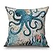 Happy Cool Cotton Linen Square Mediterranean Sea Decorative Throw Pillow Cushion Cover 18"x 18" Octopuses
