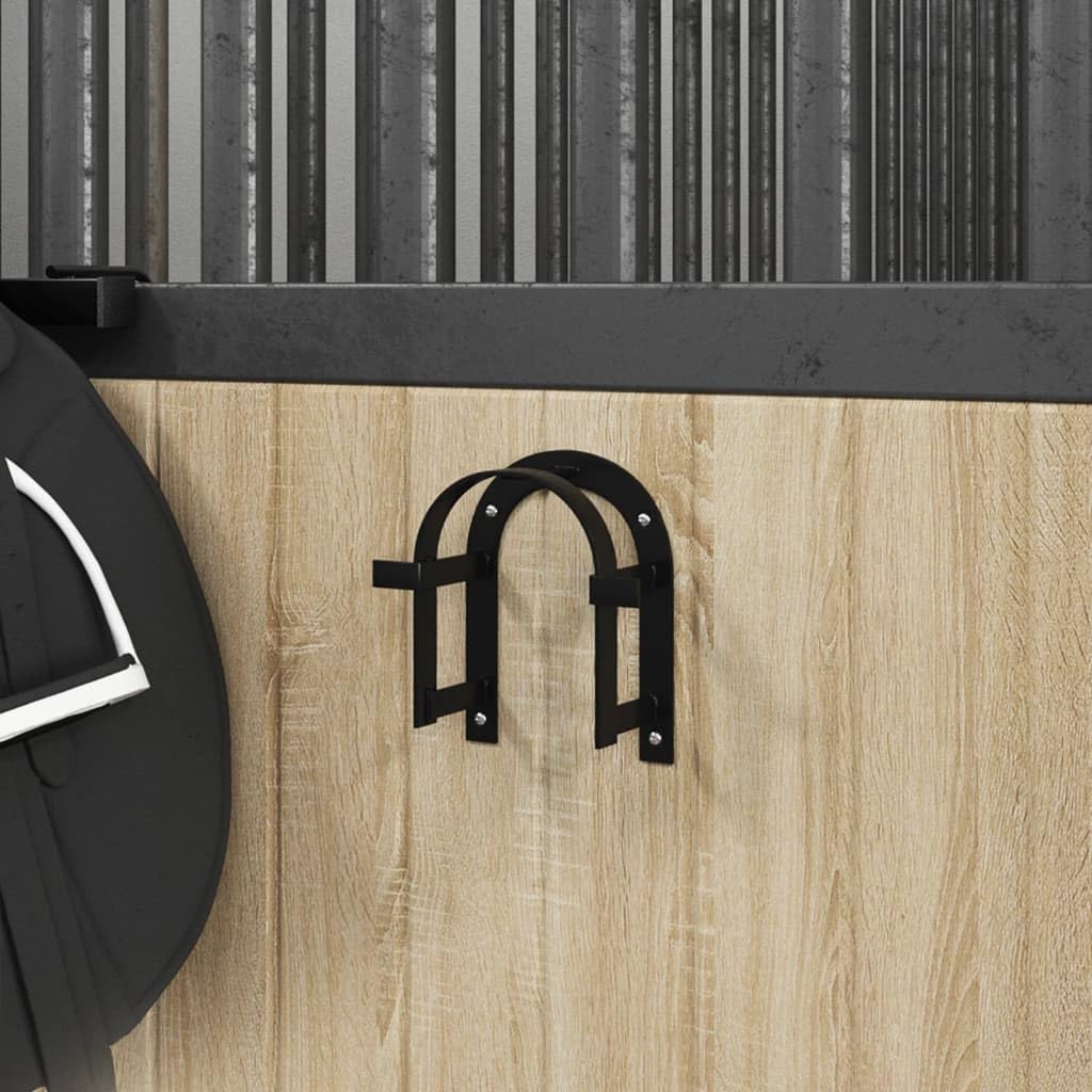 Mangloder - Soporte de pared para caballos, color negro, hierro, accesorios para caballos, almacenamiento para riendas, cabestro y accesorios, resistente y versátil para establo, granero y garaje
