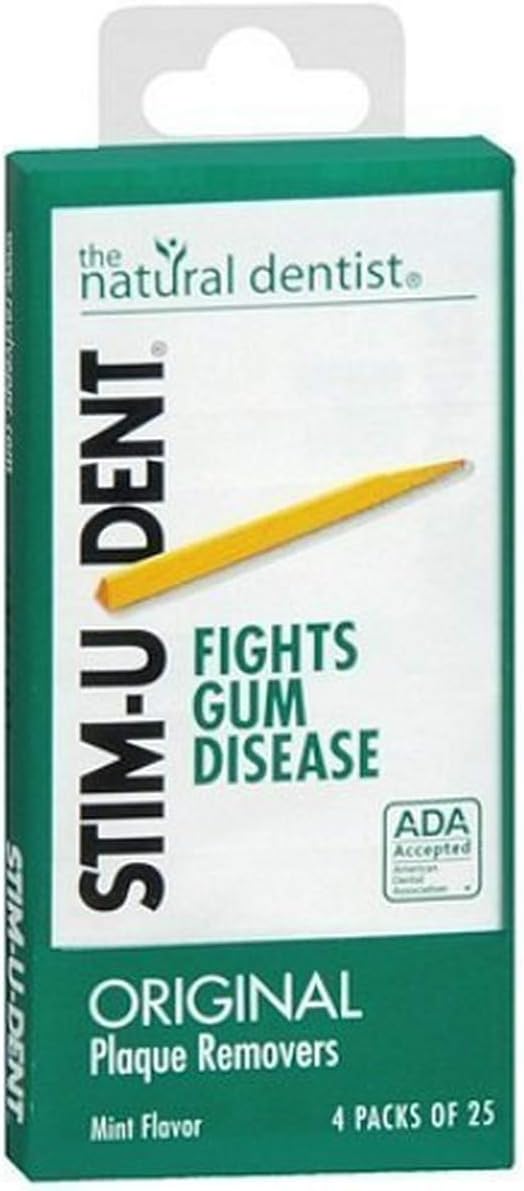 Stim-U-Dent Plaque Removers 3 Packs of 4x25 Picks/Pack (300 Picks) - Mint Flavor : Health & Household