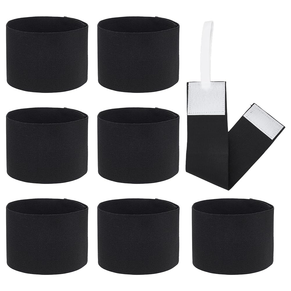 NBEADS 24 Pcs Elastic Arm Bands, Black Captain Arm Bands for Soccer Adjustable Leader Armband Team Sport Armband for Soccer Basketball Volleyball School Team Competition
