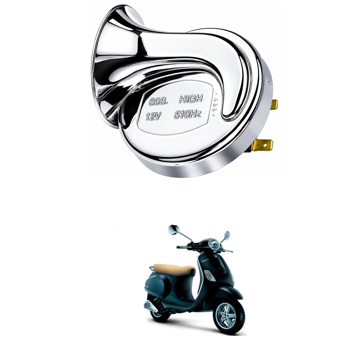 Universal 12V Automotive Vehicle Horn, High Tone 510Hz Chrome Snail Electric Horn, Loud 110dB Waterproof Replacement Horn for Car, Bike, Motorcycle, Scooter Comfortable With Ves-pa-image-30