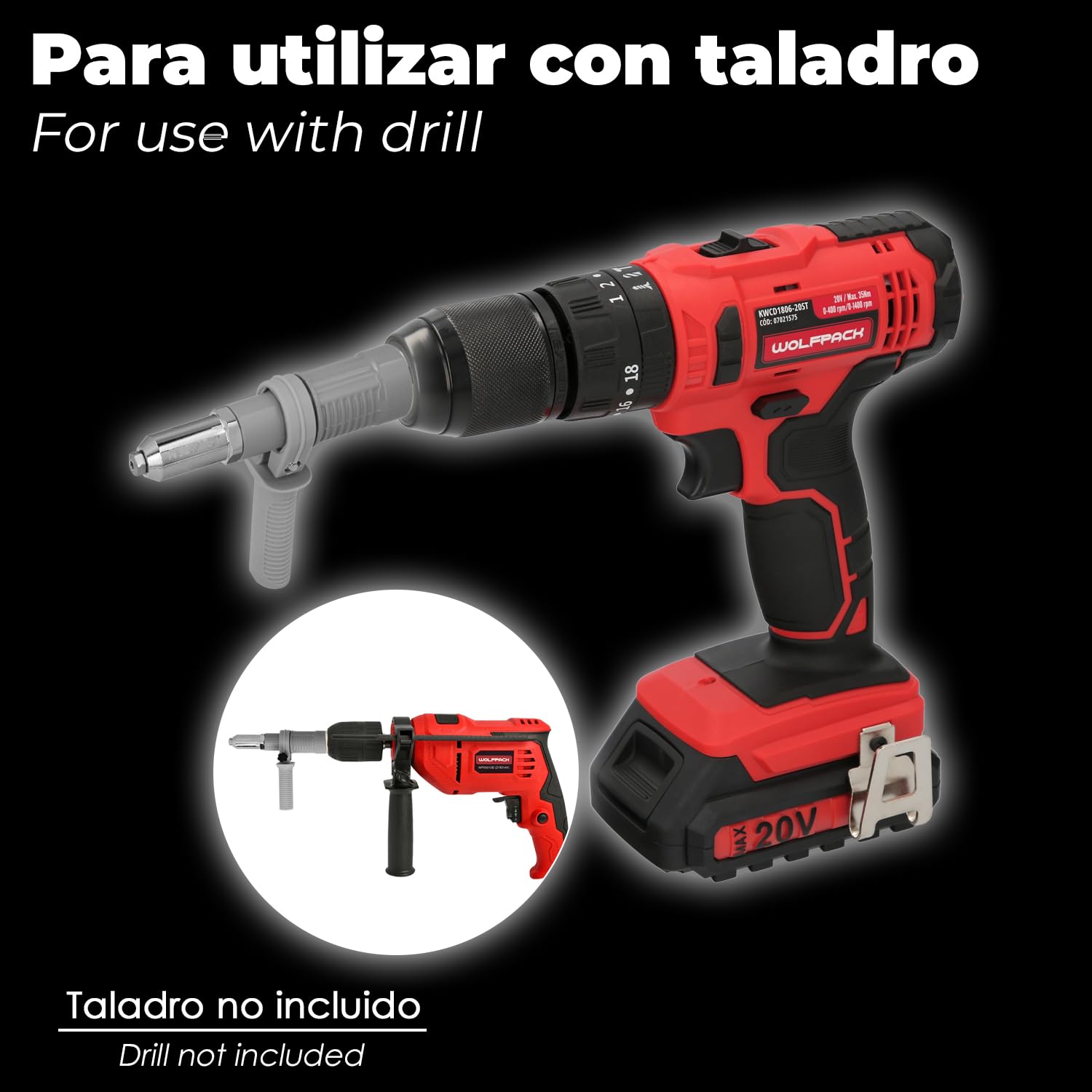 WOLFPACK LINEA PROFESIONAL Kit Rivettatrice Per Trapano