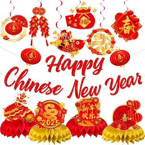 Chinese New Year Decorations 2025, Happy Chinese New Year Banner Hanging...
