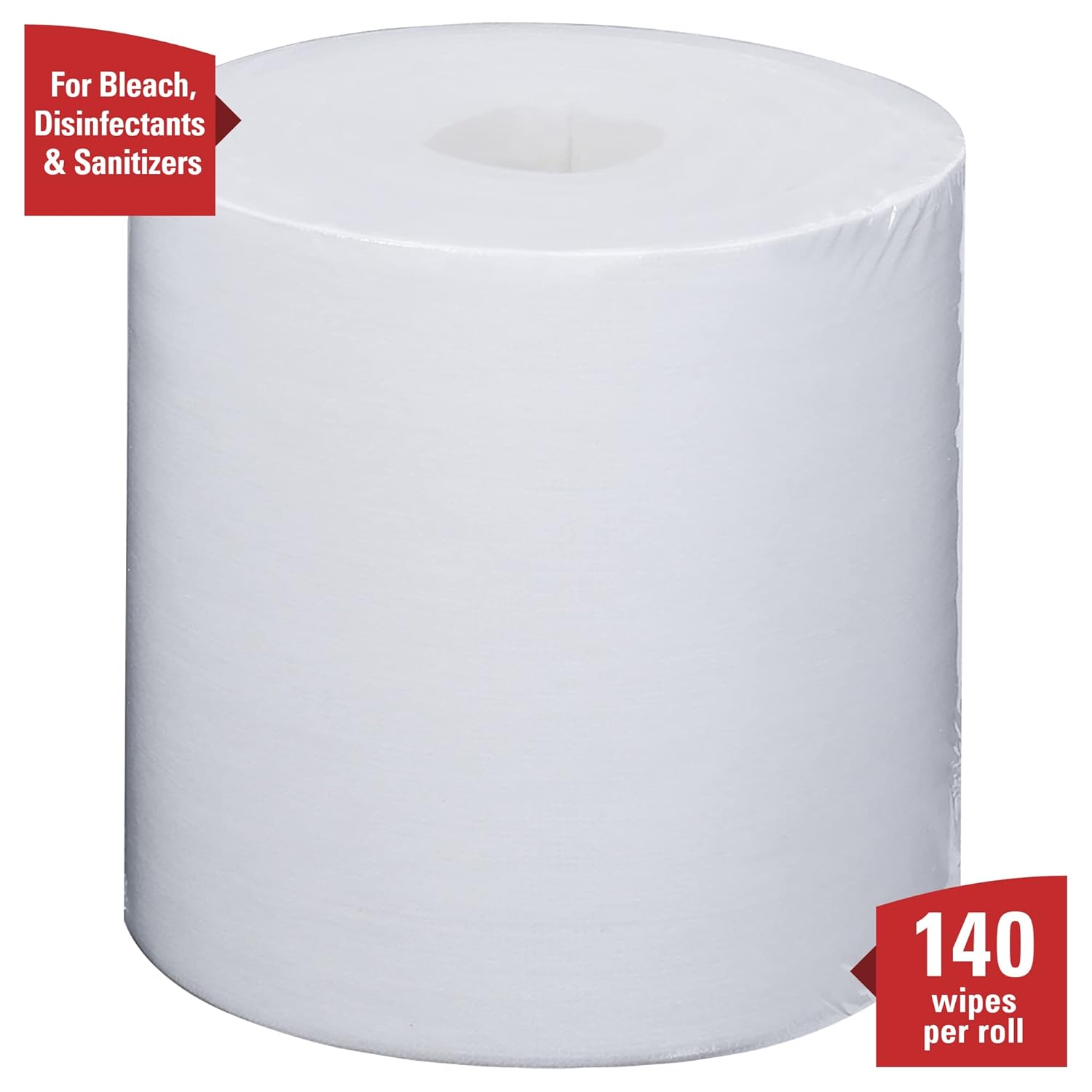 WypAll CriticalClean WetTask Wipes for Bleach, Disinfectants, and Sanitizers (06411), Center-Pull, White, Bucket Included (140 Sheets/Roll, 6 Rolls, 840 Sheet Total)