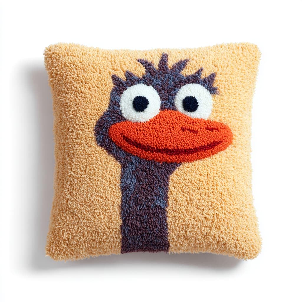 Taxpy Latch Hook Kits, Animal Ostrich Pillow for Pillow Pre-Printed Patterns Pillowcase Needlework Crochet Yarns Latch Hooking Cushion 17x17inch