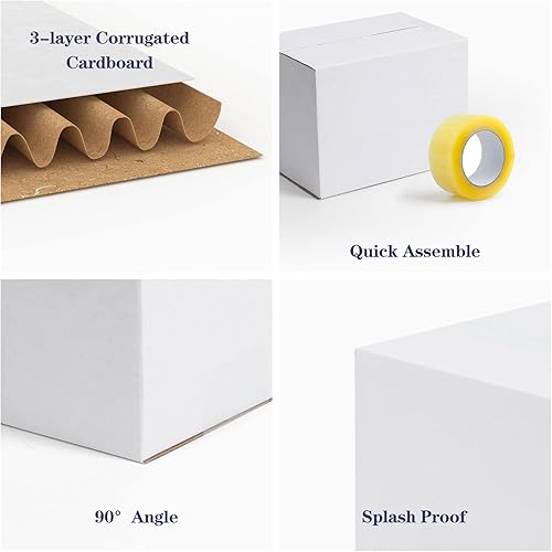 Vista 5 de Paquete de 40 cajas de envío pequeñas de 8 x 6 x 6 pulgadas, cajas de correo de cartón corrugado blanco para envío, embalaje de pequeñas empresas