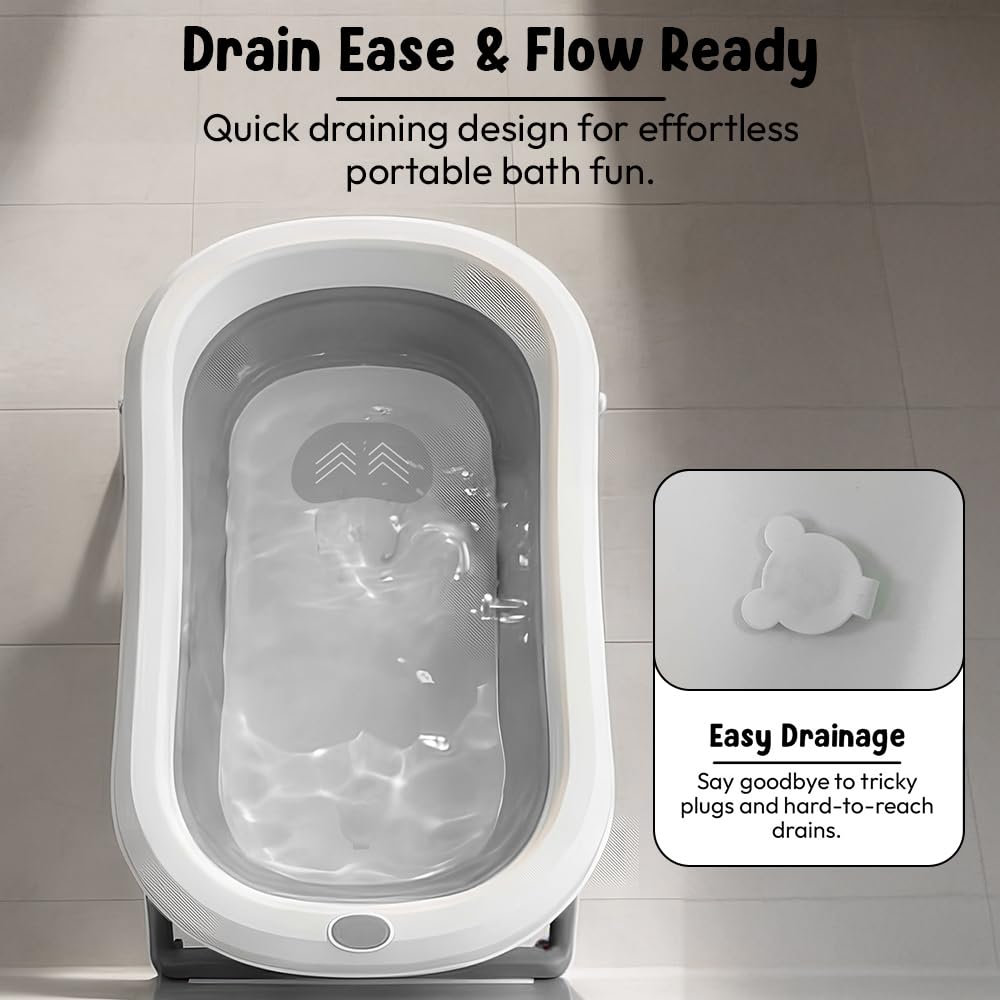 StarAndDaisy Baby Bath Tub for 0 to 5 Years/Bath Tub for Kids 0-3 Years, Tub for Girls & Boys with Foldable Legs, Easy to Store -Grey 3