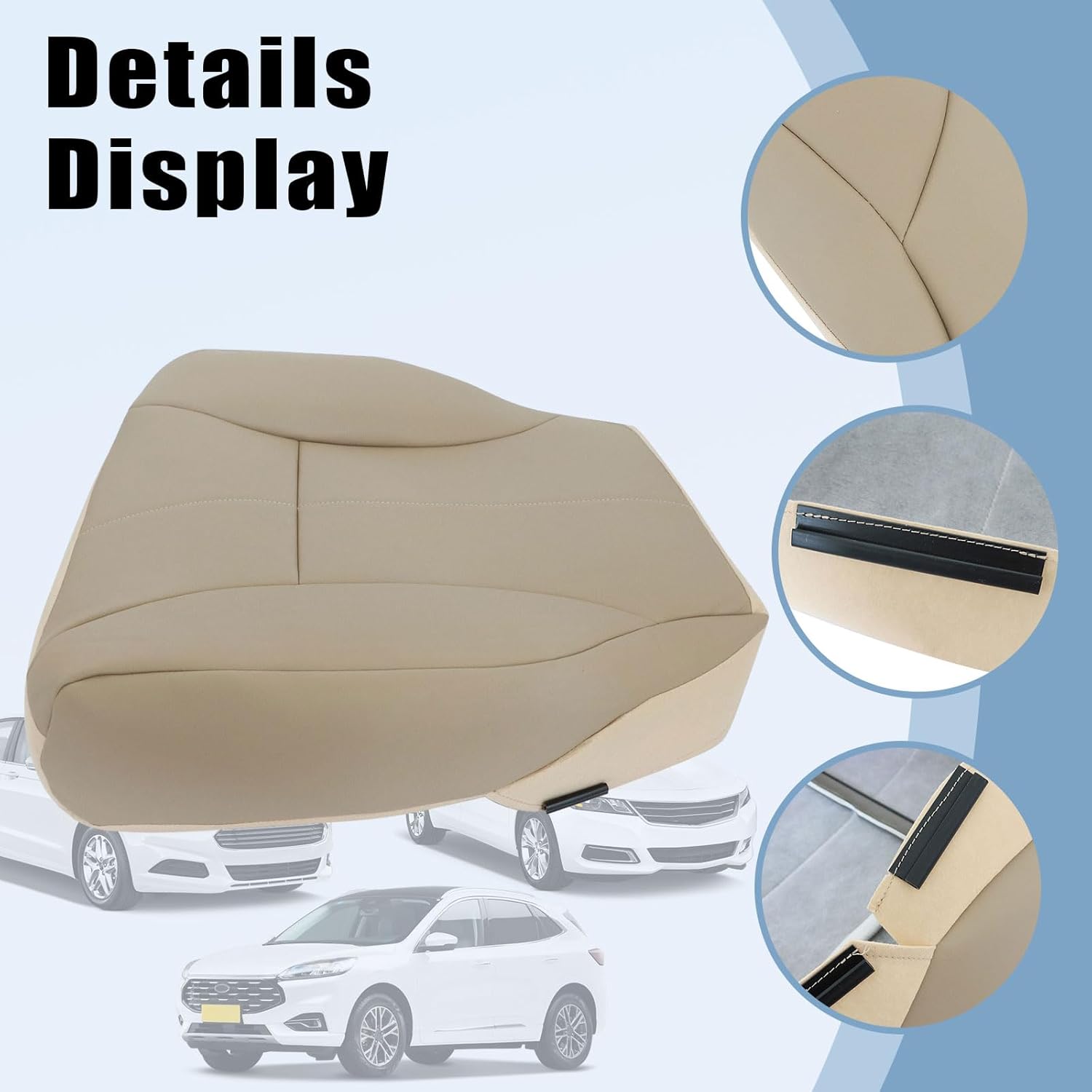 SecosAutoparts Driver Bottom & Driver Foam Replacement Leather Seat Cover Tan Compatible with Dodge Ram 1500 2500 3500 1998 1999 2000 2001 2002