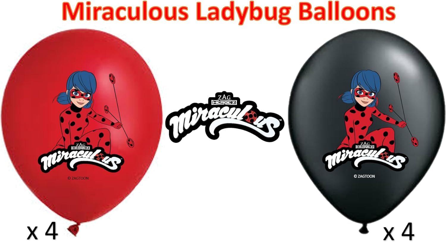 Miraculous Ladybug Rena Rouge 12" Birthday Balloons 16 Pcs | Assorted Colors Premium Latex for Miraculous Ladybug Party Supplies and Decorations by Vision E.D.