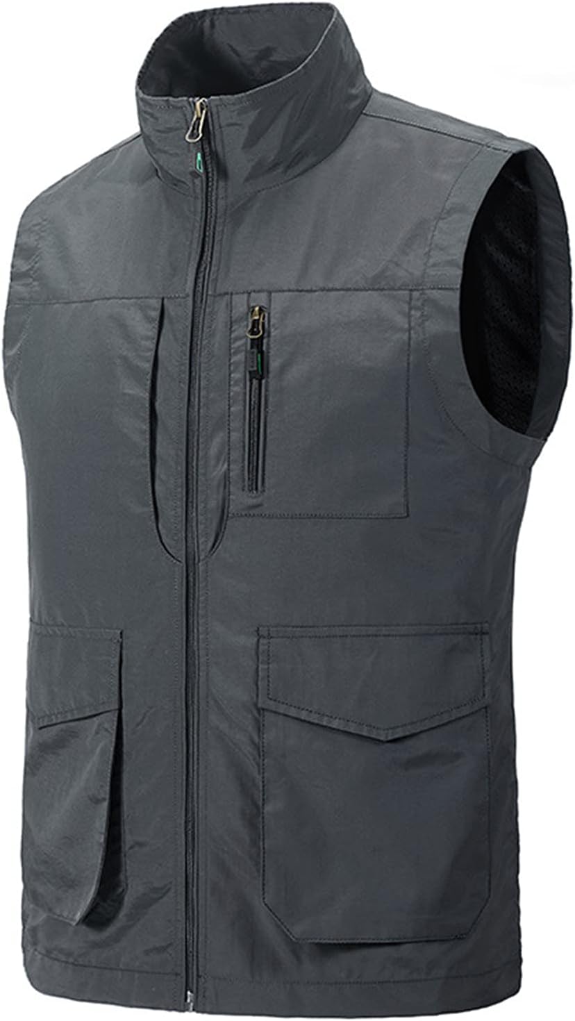 WFEI Spring Summer Sleeveless Jacket Men Breathable Waistcoat Multipockets Vest Men Outdoor Fishing Photography Travel Vest